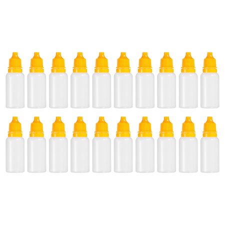 Uxcell PE 15ml Liquid Dropper Bottle Eye Dropper Container with Cap, Yellow 20 Pack