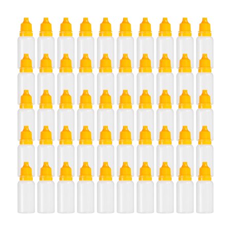 Uxcell PE 15ml Liquid Dropper Bottle Eye Dropper Container with Cap, Yellow 50 Pack