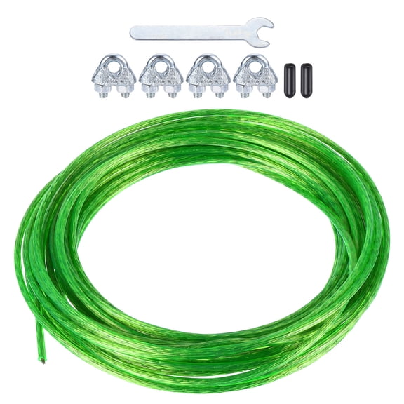 Uxcell PE Coated Steel Cable, 5/32"x33ft Plastic Clothesline Steel Core Metal Cable