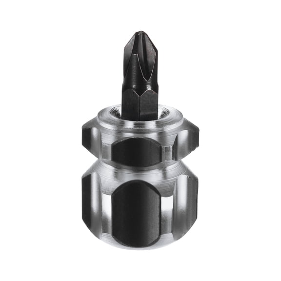 Uxcell PH2 Stubby Phillips Screwdriver 45# Steel Black Oxide Mini Short Screwdriver with Ergonomic Handle for Tight Spaces Sewing Machine, Black