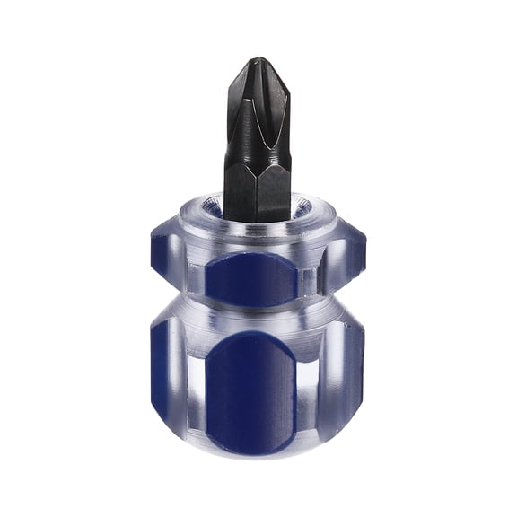 Uxcell PH2 Stubby Phillips Screwdriver 45# Steel Black Oxide Mini Short Screwdriver with Ergonomic Handle for Tight Spaces Sewing Machine, Blue
