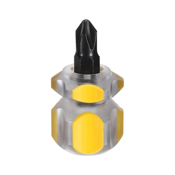 Uxcell PH2 Stubby Phillips Screwdriver 45# Steel Black Oxide Mini Short Screwdriver with Ergonomic Handle for Tight Spaces Sewing Machine, Yellow