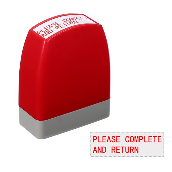 Uxcell PLEASE COMPLETE AND RETURN Teacher Stamps, 2.1x1.7x0.9 Inch Homework Stamper, Teacher Grading Office Photosensitive Stamp with Red Ink for Homework Documents Checks, Red Casing