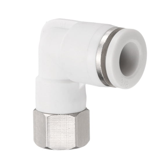 Uxcell PLF3/8-N02 Pneumatic Female Elbow 3/8" Tube OD x 1/4" NPT 90 Degree Push to Connect Air Tube Fittings White