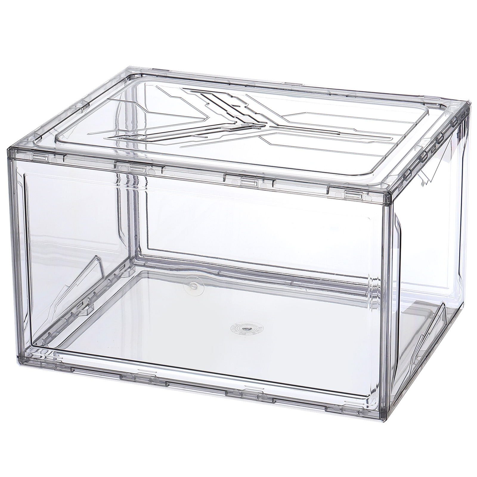 Shoe Display Stackable Uxcell PMMA Shoe Display Case 14.17x10.63x8.66 Inch PP Translucent Gray ...