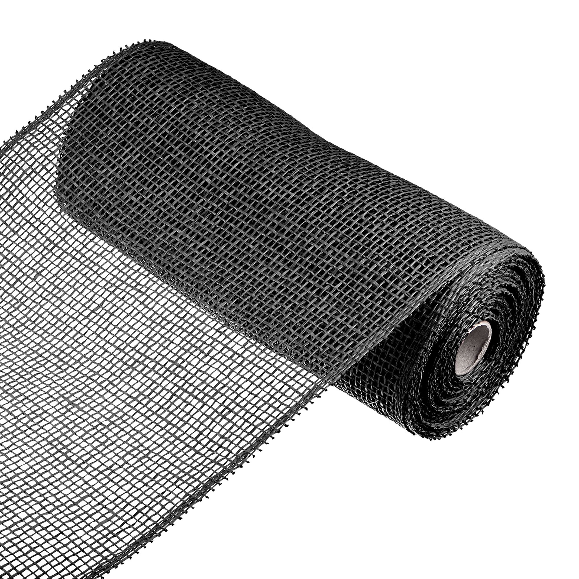 Uxcell PP Burlap Mesh 10" x 10 Yards Decorative Wrapping Ribbon, Black 1 Roll