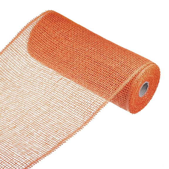Uxcell PP Burlap Mesh 10" x 10 Yards Decorative Wrapping Ribbon, Orange 1 Roll