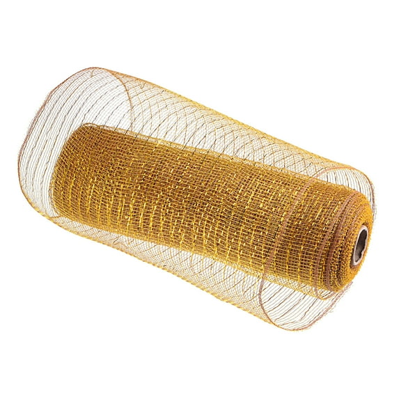 Uxcell PP Burlap Mesh 10" x 10 Yards Tinsel Foil Stripe Ribbon, Deep Gold 1 Roll