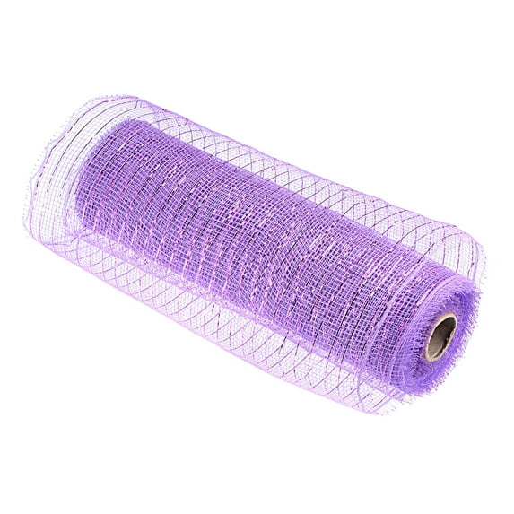 Uxcell PP Burlap Mesh 10" x 10 Yards Tinsel Foil Stripe Ribbon, Lilac 1 Roll