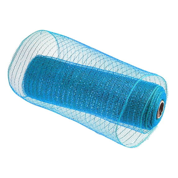 Uxcell PP Burlap Mesh 10" x 10 Yards Tinsel Foil Stripe Ribbon, Turquoise 1 Roll
