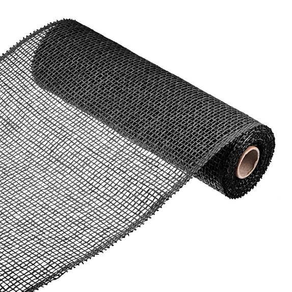 Uxcell PP Burlap Mesh Decorative Wrapping Ribbon 1 Roll Black