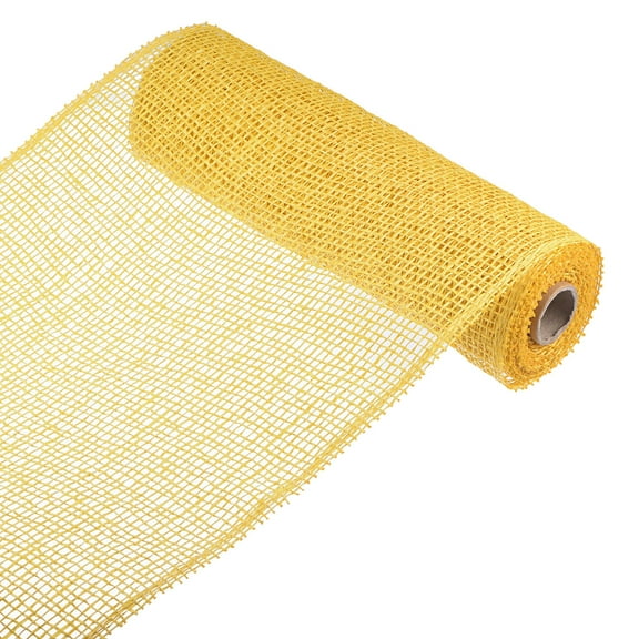 Uxcell PP Burlap Mesh Decorative Wrapping Ribbon 1 Roll Gold