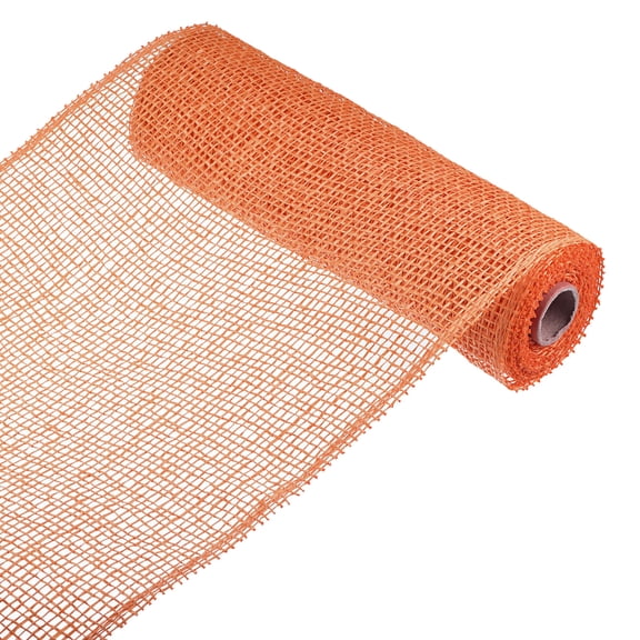Uxcell PP Burlap Mesh Decorative Wrapping Ribbon 1 Roll Orange