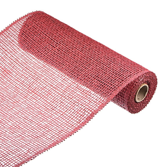 Uxcell PP Burlap Mesh Decorative Wrapping Ribbon 1 Roll Red