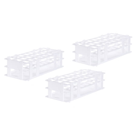Uxcell PP Plastic Test Tube Rack Holder 24 Holes 3 Layers Detachable Holder White for 26mm Test Tubes, Pack of 3
