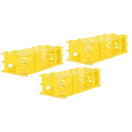 Uxcell PP Plastic Test Tube Rack Holder 24 Holes 3 Layers Detachable Holder Yellow for 26mm Test Tubes, Pack of 3