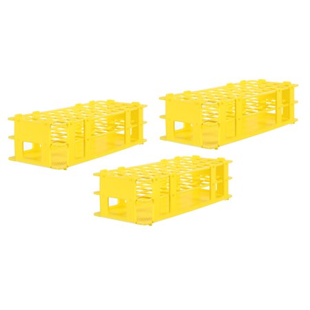 Uxcell PP Plastic Test Tube Rack Holder 40 Holes 3 Layers Detachable Holder Yellow for 21mm Test Tubes, Pack of 3