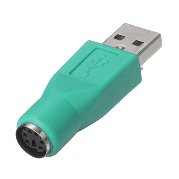 Uxcell PS/2 to USB Adapter, Plastic Dual PS/2 Female to USB A Male Converter Adapter for Wired Mouse/Keyboard/Monitor/Laptop/Barcode Scanner, Green