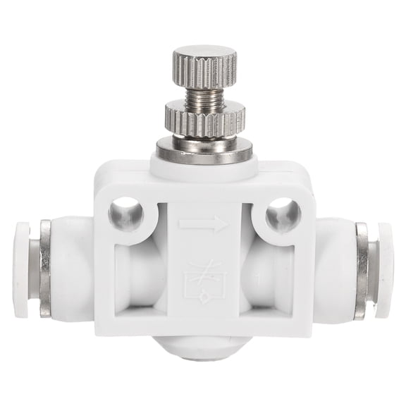 Uxcell PSA-1/4 Air Flow Control Valve Push to Connect Fitting 1/4" OD x 1/4" OD In-Line Speed Controller Union Straight for Semi Truck Trailers Air Brake System, White