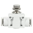 thumbnail image 1 of Uxcell PSA-3/8 Air Flow Control Valve Push to Connect Fitting 1/4" OD x 1/4" OD In-Line Speed Controller Union Straight for Semi Truck Trailers Air Brake System, White, 1 of 7