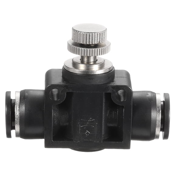 Uxcell PSA-3/8 Air Flow Control Valve Push to Connect Fitting 1/4" OD x 1/4" OD In-Line Speed Controller Union Straight for Semi Truck Trailers Air Brake System, Black