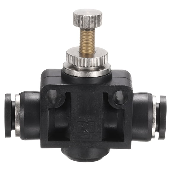 Uxcell PSA-5/16 Air Flow Control Valve Push to Connect Fitting 1/4" OD x 1/4" OD In-Line Speed Controller Union Straight for Semi Truck Trailers Air Brake System, Black