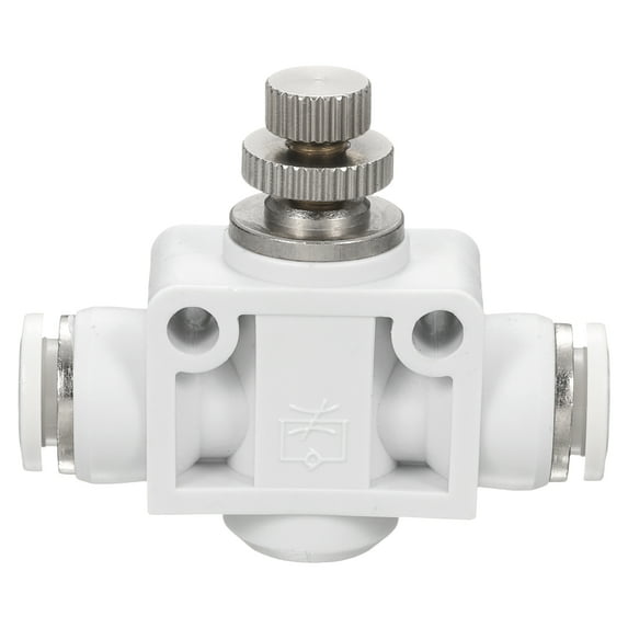 Uxcell PSA-5/16 Air Flow Control Valve Push to Connect Fitting 1/4" OD x 1/4" OD In-Line Speed Controller Union Straight for Semi Truck Trailers Air Brake System, White