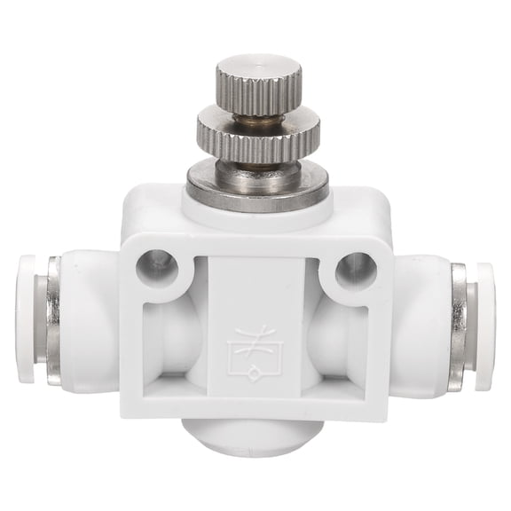 Uxcell PSA-5/16 Air Flow Control Valve Push to Connect Fitting 1/4" OD x 1/4" OD In-Line Speed Controller Union Straight for Semi Truck Trailers Air Brake System, White