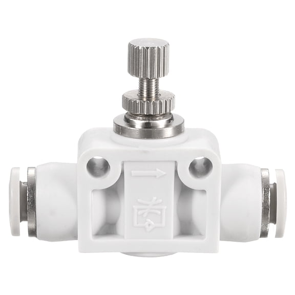 Uxcell PSA-5/32 Air Flow Control Valve Push to Connect Fitting 1/4" OD x 1/4" OD In-Line Speed Controller Union Straight for Semi Truck Trailers Air Brake System, White