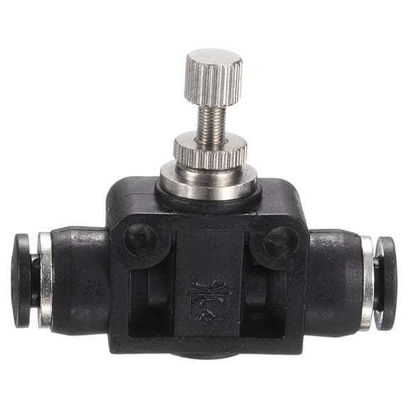 Uxcell PSA-5/32 Air Flow Control Valve Push to Connect Fitting 1/4" OD x 1/4" OD In-Line Speed Controller Union Straight for Semi Truck Trailers Air Brake System, Black