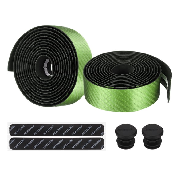PU EVA Bike Handlebar Tape 1 Pair Bicycle Bar Tape Anti-Slip Ergonomic Comfort with End Plugs & Adhesive Backs for Road Cycling Folding Green