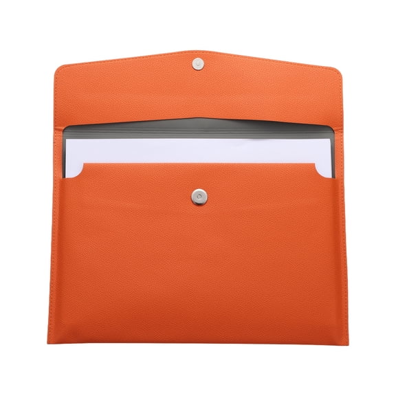 Uxcell PU Hard Leather A4 File Folder, Document Holder Waterproof Envelope Folder Cases with Snap Closure Orange