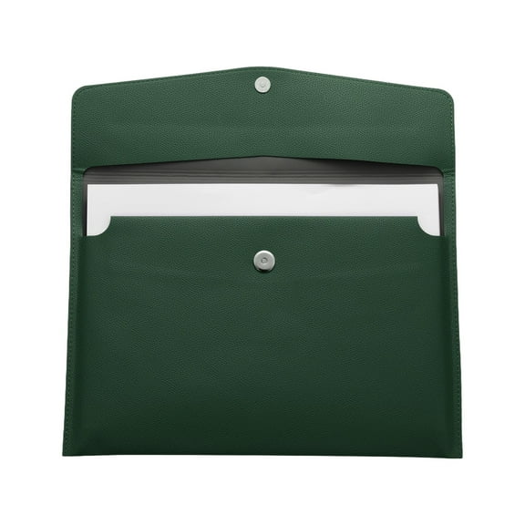 Uxcell PU Hard Leather A4 File Folder, Document Holder Waterproof Envelope Folder Cases with Snap Closure Dark Green