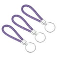 thumbnail image 1 of Uxcell PU Keyring Woven Lanyard Straps Braided Leather Keychain, Purple 3 Pack, 1 of 5