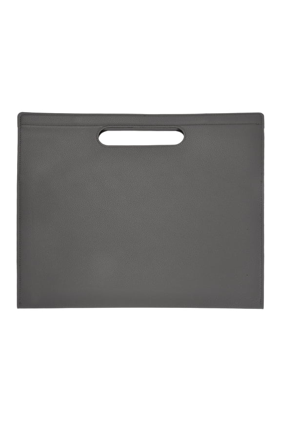 PU Leather A4 File Folder, 13.3x12.6" Waterproof Document Organizer Textured Portfolio Folder Case Portable Briefcase Carrier with Magnetic Closure for Office, Gray