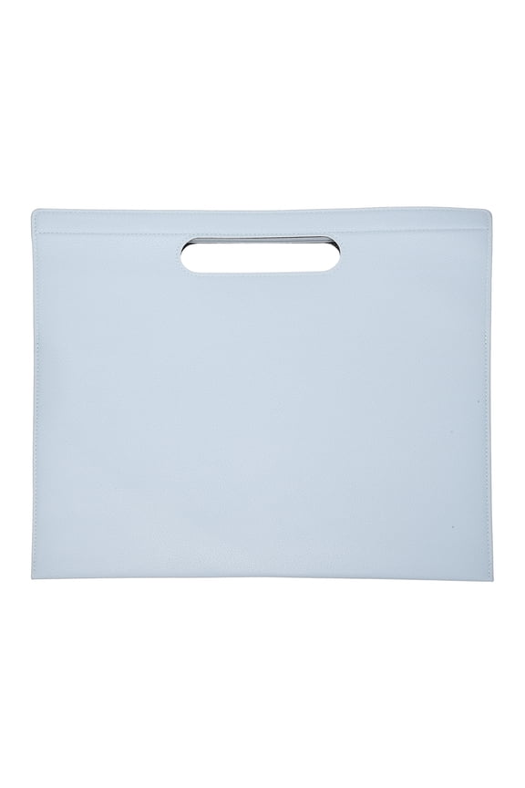 PU Leather A4 File Folder, 13.3x12.6" Waterproof Document Organizer Textured Portfolio Folder Case Portable Briefcase Carrier with Magnetic Closure for Office, Blue