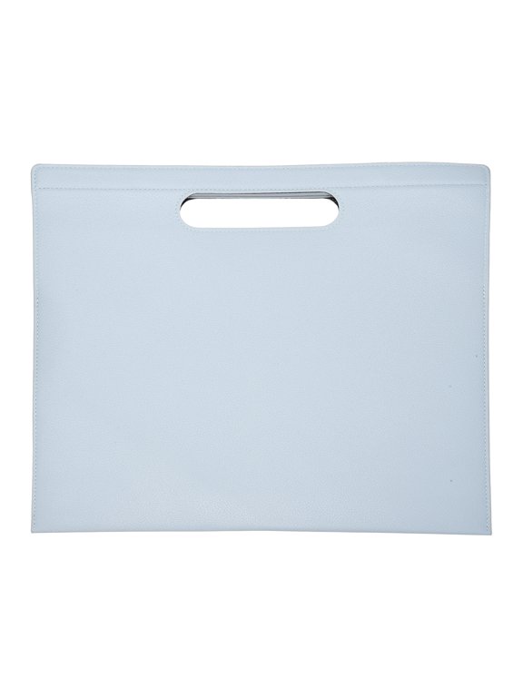 PU Leather A4 File Folder, 13.3x12.6" Waterproof Document Organizer Textured Portfolio Folder Case Portable Briefcase Carrier with Magnetic Closure for Office, Blue
