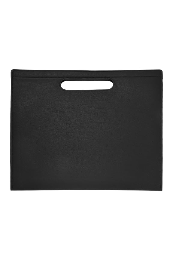 PU Leather A4 File Folder, 13.3x12.6" Waterproof Document Organizer Textured Portfolio Folder Case Portable Briefcase Carrier with Magnetic Closure for Office, Black