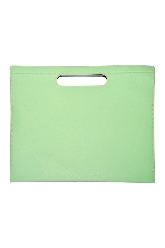 PU Leather A4 File Folder, 13.3x12.6" Waterproof Document Organizer Textured Portfolio Folder Case Portable Briefcase Carrier with Magnetic Closure for Office, Green