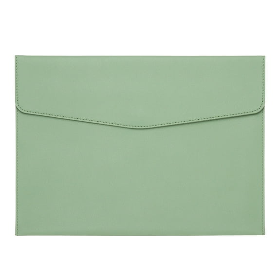 Uxcell PU Leather A4 File Folder, Document Holder Filing Organizer Portfolio Envelope Folder Case with Snap Closure Style 2 Green