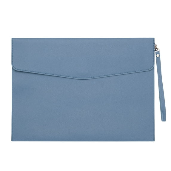 Uxcell PU Leather A4 File Folder, Document Holder Filing Organizer Portfolio Envelope Folder Case with Snap Closure Style 3 Blue