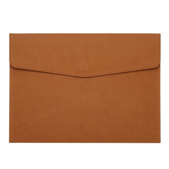 Uxcell PU Leather A4 File Folder, Document Holder Filing Organizer Portfolio Envelope Folder Case with Snap Closure Style 4 Brown
