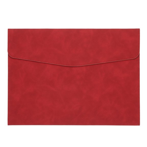 Uxcell PU Leather A4 File Folder, Document Holder with Snap Closure for Easy Access 1 Red