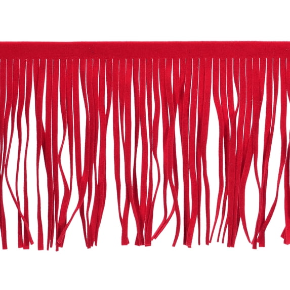 Uxcell PU Leather Fringe Trim Leather Suede DIY Tassel Fringe for Sewing Decorating Lampshades Red 4 inch