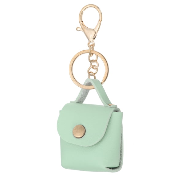 Uxcell PU Leather Handbag Keychain, Coin Purse Keychain Earphone Pouch Handbag Decoration Green