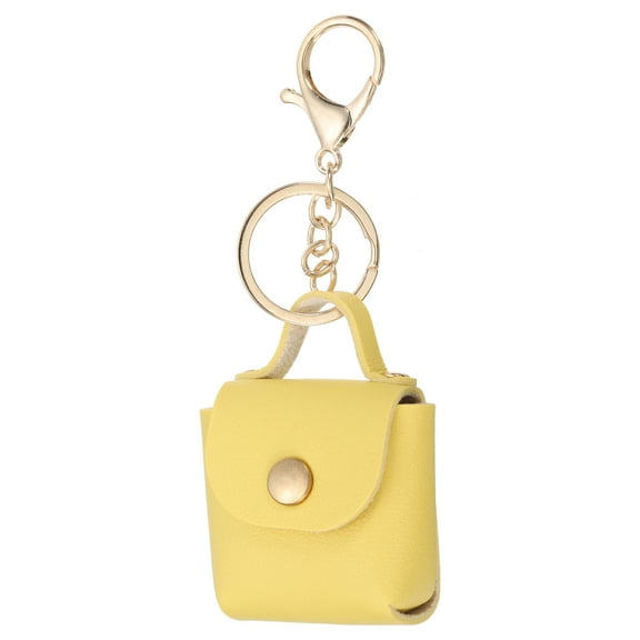 Uxcell PU Leather Handbag Keychain, Coin Purse Keychain Earphone Pouch Handbag Decoration Yellow