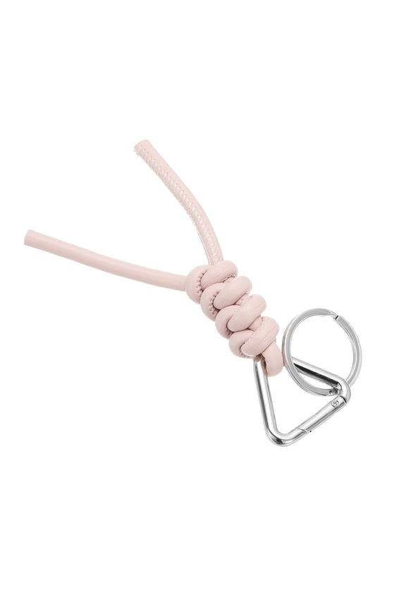 PU Leather Keychain, 1 PCS Universal Car Keychain, Handmade Braided Cord Key Chain Holder with Removable Open Key Ring for Women and Men (Light Pink)