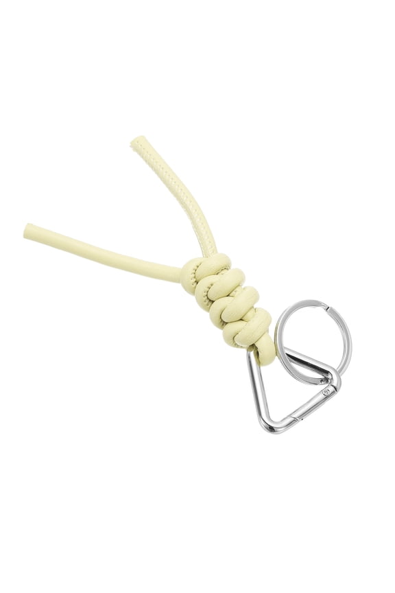 PU Leather Keychain, 1 PCS Universal Car Keychain, Handmade Braided Cord Key Chain Holder with Removable Open Key Ring for Women and Men (Light Yellow)