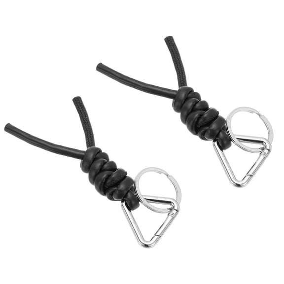 Uxcell PU Leather Keychain, 2 PCS Universal Car Keychain, Handmade Braided Cord Key Chain Holder with Removable Open Key Ring for Women and Men (Black)