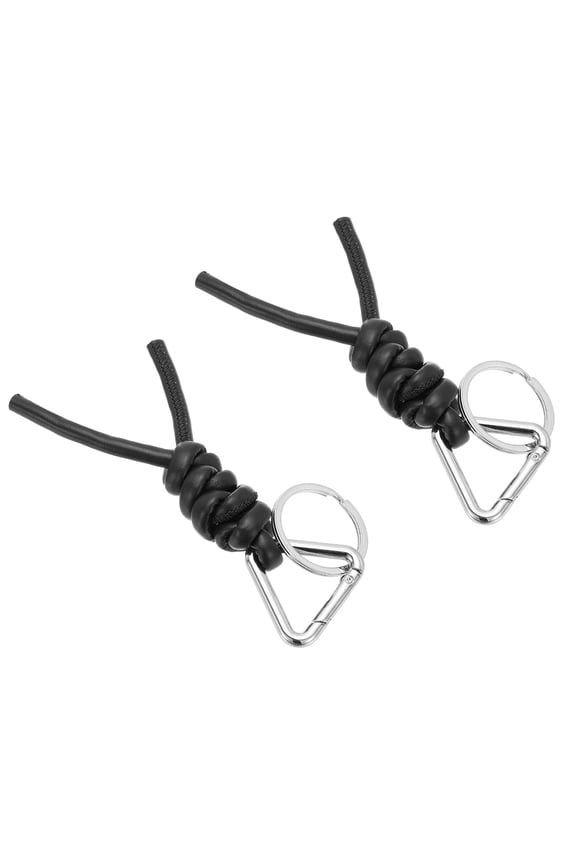 PU Leather Keychain, 2 PCS Universal Car Keychain, Handmade Braided Cord Key Chain Holder with Removable Open Key Ring for Women and Men (Black)